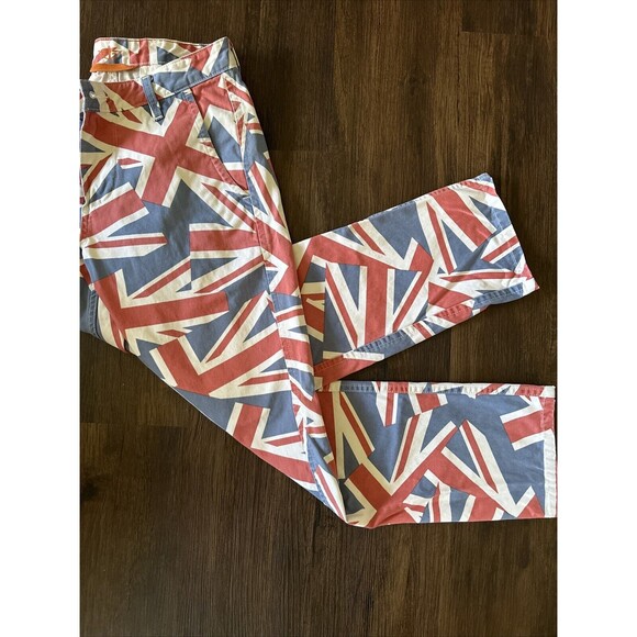 Union Jack UK Flag Alpha Khaki Straight Leg Cotton Blend 90s Retro Y2K 70s 30x30 - Picture 6 of 6